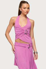 Fiori Buckle Asymmetric Wrap Top