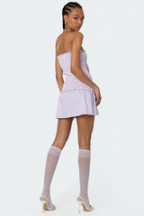 Striped Scrunch Strapless Mini Dress