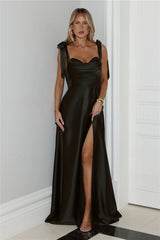 Considered Beauty Satin Maxi Dress Dark Green