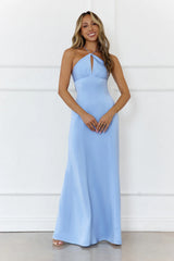 Gleam Dream Satin Maxi Dress Blue