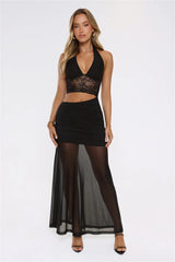 Pretty Standards Halter Maxi Dress Black