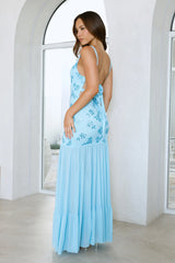 Champagne Secrets Embellished Maxi Dress Blue