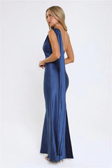 The Diamond Soirée Halter Satin Maxi Dress Navy