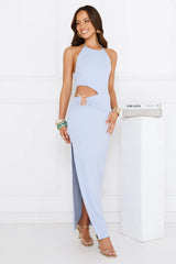 South Of France Halter Maxi Dress Light Blue