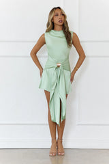 Coastal Romance Satin Mini Dress Green
