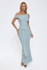 Want The Best Off Shoulder Maxi Dress Blue