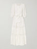 Poppi belted tiered lace-trimmed broderie anglaise cotton maxi dress