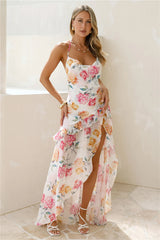Pretty Mantra Halter Maxi Dress Floral