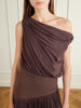 Gwen one-shoulder asymmetric draped jersey-trimmed stretch-bamboo maxi dress