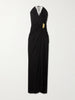 Zaley draped embellished jersey halterneck maxi dress