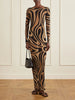 Printed mesh maxi dress
