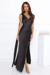 Styled For Likes Satin Maxi Dress Black