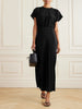 Gathered silk crepe de chine maxi dress