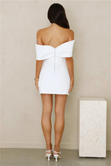 Slaying Softly Off Shoulder Mini Dress White