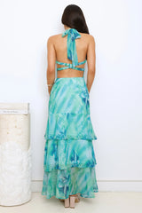 Starlight Stroll Halter Maxi Dress Green