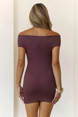 BASE Contour In The Studio Off Shoulder Mini Dress Chocolate