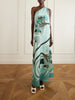 Printed silk satin maxi dress
