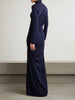 Embellished ruched jersey turtleneck maxi dress