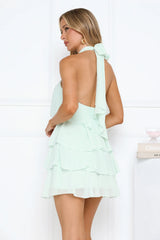 Pretty Wink Halter Mini Dress Mint