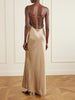 Open-back draped silk-satin maxi dress