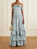 Ruffled striped cotton maxi dress