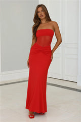 Seductive Spark Strapless Maxi Dress Red
