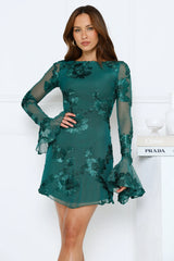 Bright Breezy Long Sleeve Mesh Mini Dress Teal
