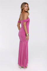 City Glow Up Off Shoulder Maxi Dress Plum