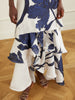 Inoportuna printed ruched ruffled satin maxi dress