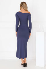 About The Fit Off Shoulder Long Sleeve Maxi Dress Navy