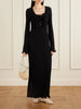 Gathered satin maxi dress