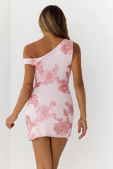 Poetry In Bloom Off Shoulder Mini Dress Pink