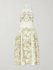 Balsa Anhelo embellished printed halterneck linen maxi dress