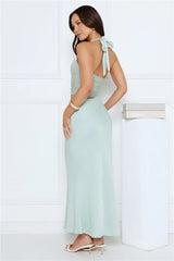 Celeste Shine Mesh Maxi Dress Sage