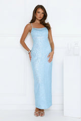 The Shine Collective Sequin Maxi Dress Blue