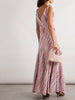 Knotted paneled striped silk-habotai maxi dress