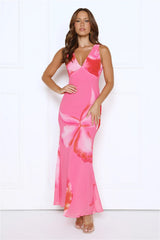 Crystal Gardenia Maxi Dress Pink