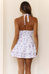 Flirt A Little Floral Halter Mini Dress White