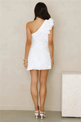 Style Snapshot One Shoulder Mesh Mini Dress White