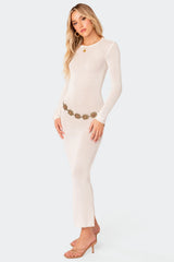 London Knitted Open Back Maxi Dress