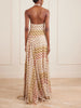 Striped metallic crochet-knit halterneck maxi dress