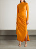 Draped gathered jersey maxi dress