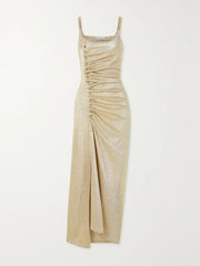 Embellished glittered stretch-crepe maxi dress
