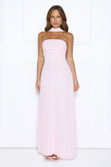 Sugar Babe Strapless Pleated Maxi Dress Pink