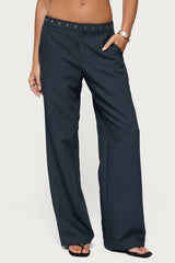 Ayve Eyelet Waist Straight Leg Pants