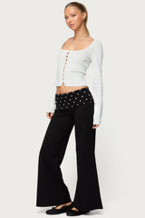 Deane Button Cutout Square Neck Top