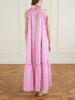 Melinda ruched striped cotton-poplin halterneck maxi dress