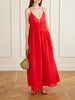 Embellished pleated linen and silk-blend maxi dress