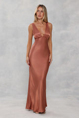 The Isabeau Satin Maxi Dress Bronze