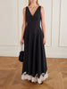 Mira lace-trimmed cotton-blend faille maxi dress